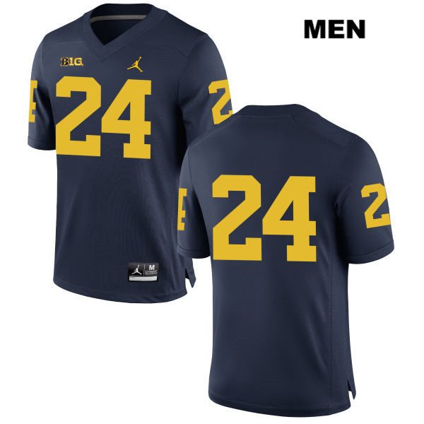 Men's NCAA Michigan Wolverines Lavert Hill #24 No Name Navy Jordan Brand Authentic Stitched Football College Jersey CP25Y87KW